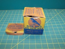 Antique Oil Stove Wick Box with Wick, Blue Bird Oil Stove Wick, Old Stove Wick
