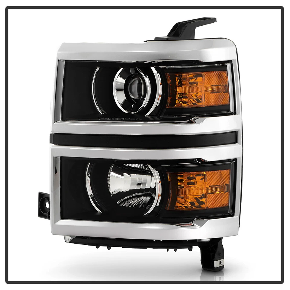 For 2014-2015 Chevy Silverado 1500 Chrome Trim Projector Headlights Headlamps - Image 3 of 4