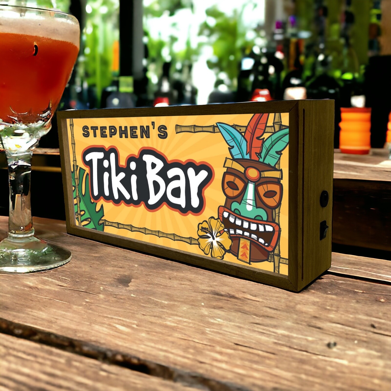 Personalised Light Box Home Tiki Bar | Tropical Beach Party Lighting Hawaii - Image 2