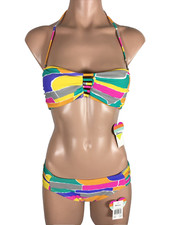 Raisins Women s Cheeky Bandeau Bikini Set Tropical Multicolor Bandeau Small NEW