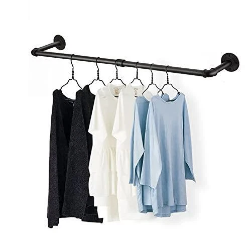 Fobule 48 Wall Mounted Clothes Rack Industrial Pipe Black Iron