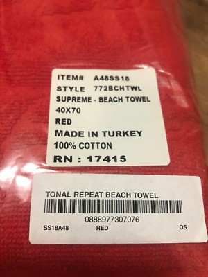 Supreme Debossed Logo Beach Towel Red SS18A48 Tonal Repeat SS18