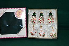 Glass Santa and Snowmen Candy cane stripped Christmas Ornaments  Kurt S Adler
