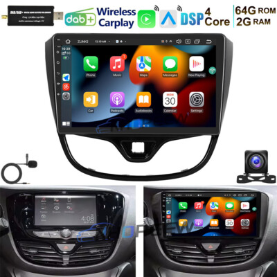 DAB+ Apple CarPlay 64GB Android 15 Autoradio GPS NAVI BT Für Opel Karl 2015-2019