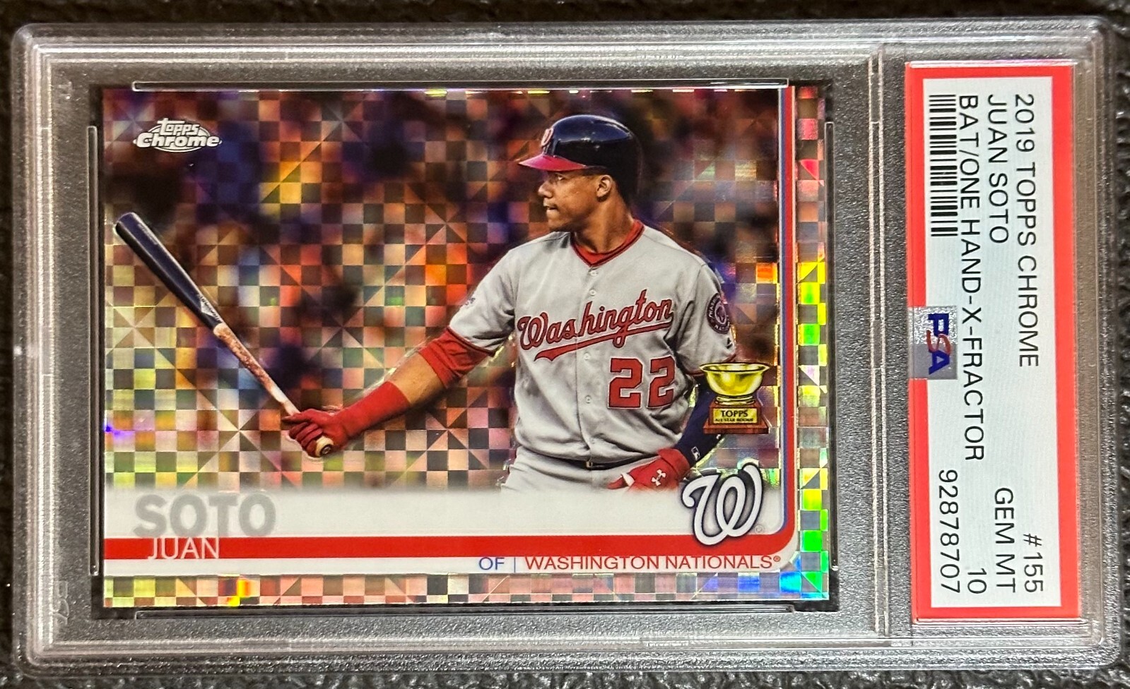 2019 Topps Chrome Juan Soto Bat In One Hand X-Fractor #155 PSA 10
