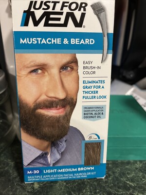Just For Men Mustache & Beard Brush In Color Kit #M-30 LIGHT MEDIUM BROWN