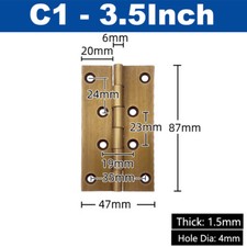 Brass Door Butt Hinge Cabinet Cupboard Trinket Box Hinges 1/1.5/2/2.5/3/3.5 Inch