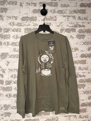 NWT! Life Is Good Mens Long Sleeve Crusher Tee - Have A Holly Jolly Christmas