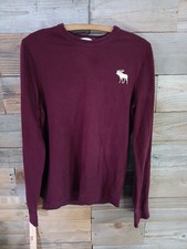 Abercrombie  Fitch T-Shirt Moose Logo Long Slv. 100 Cotton Sz. S Muscle Fit