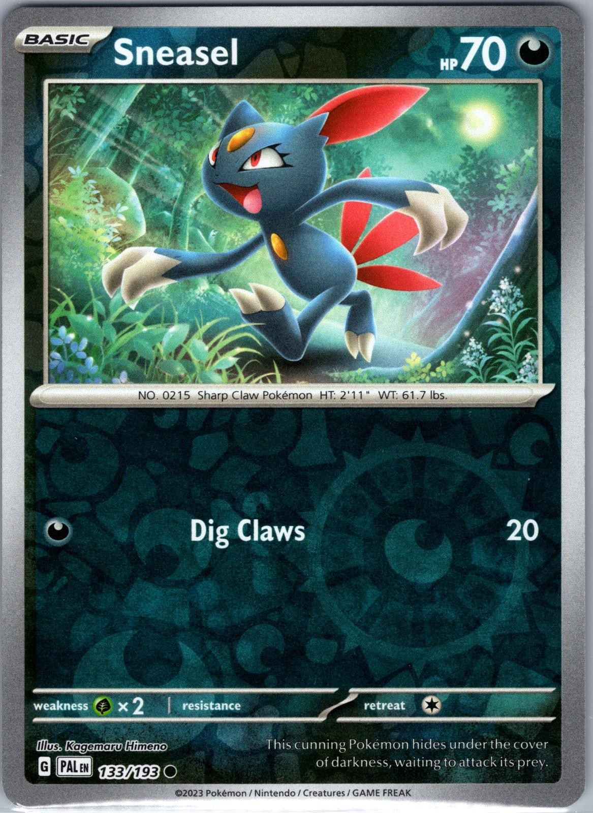 Sneasel 133/193 Common Paldea Evolved Pokemon Reverse Holo Near Mint