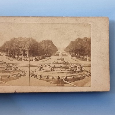 Paris Frankreich Stereoview um 1855 Echtfoto Versaille Garten Brunnenansicht