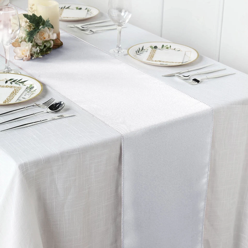 White POLYESTER 12x108" Table RUNNER Wedding Party Kitchen Linens Dinner SALE - Image 4 of 4