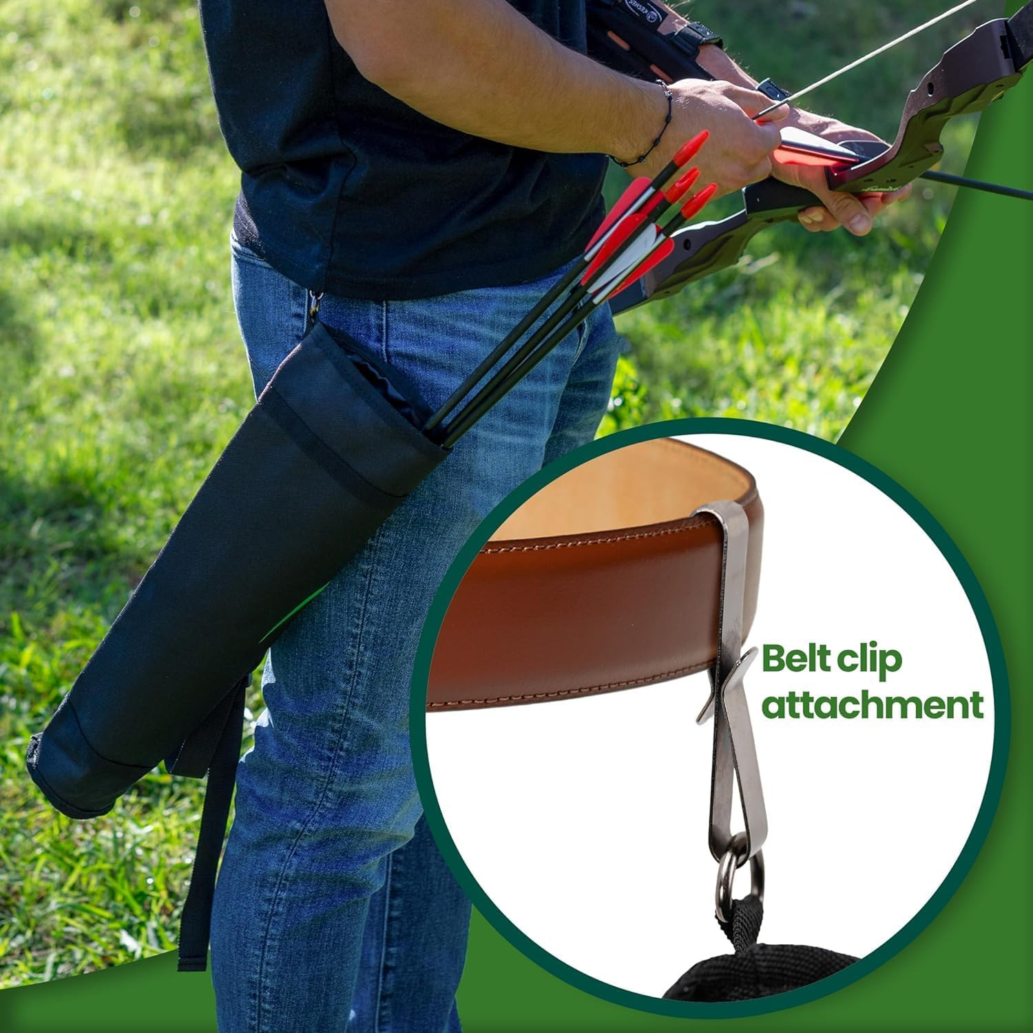 Archery Back Arrow Quiver Holder - Adjustable Quiver for Arrows with Shoulder St