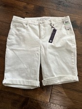 Gloria Vanderbilt White Denim Women's Shorts Size 8 All-Around Slimming, NWT