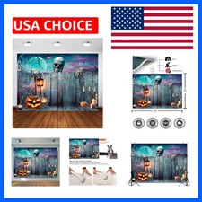 8x6ft Halloween Backdrop Spooky Skeleton Background Polyester Fabric, Woode...