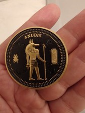 Gold Plated Medallion 2022 Solomon Islands 1/2 Dollar + COA Egypt : Anubis