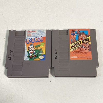 Donkey Kong Classics Dig Dug II 2 NES Game Lot Nintendo 1980s Cartridges