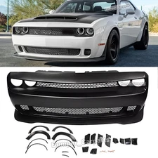 Full Front Bumper Cover + Lip + Fender Flares Kit For 2015-2023 Dodge Challenger