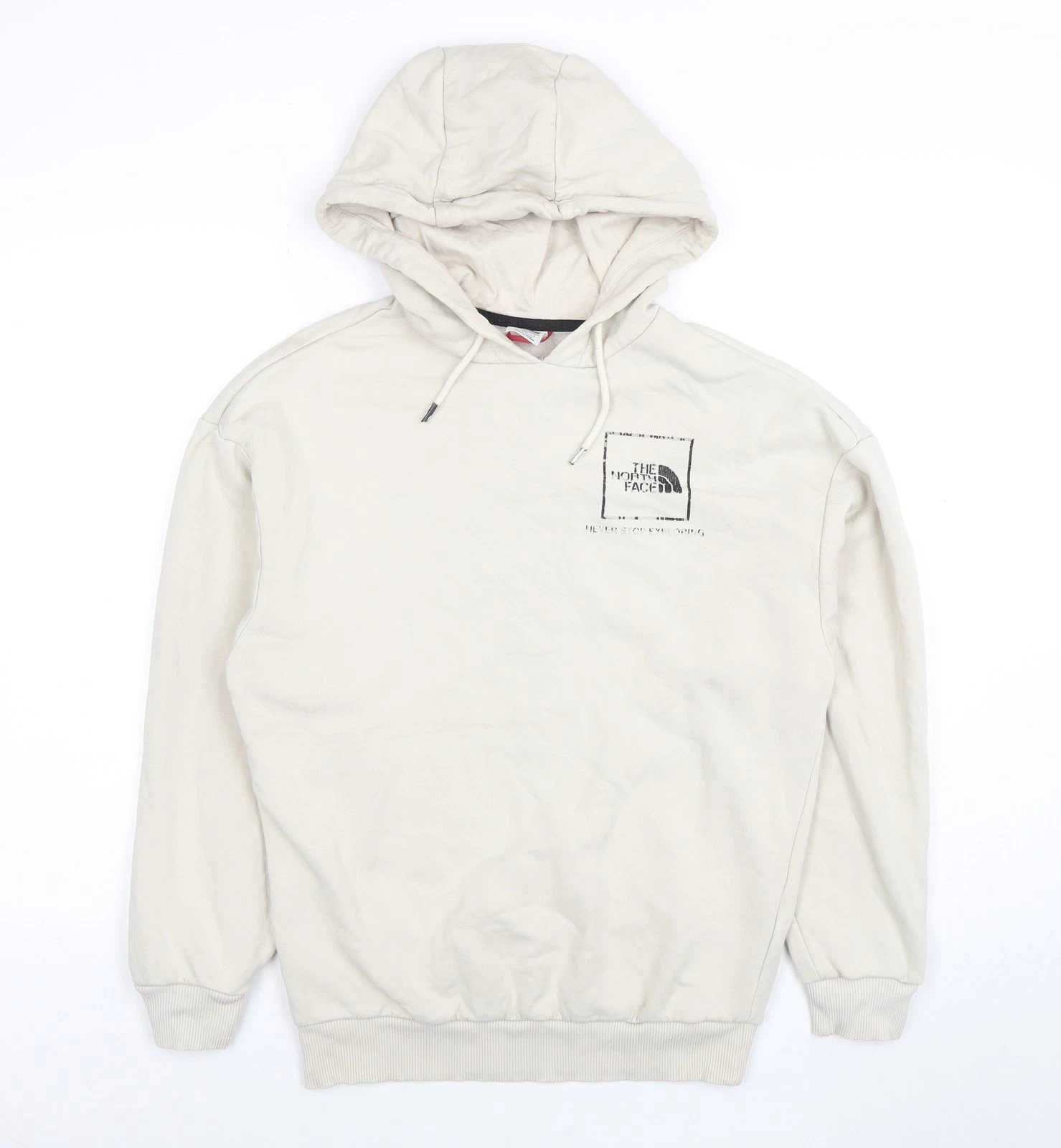 The North Face Womens Beige Pullover Hoodie Small Logo Lined Sweatshirt