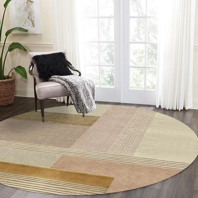 Hand Tufted Wool Round Rug: Modern Geometric Design