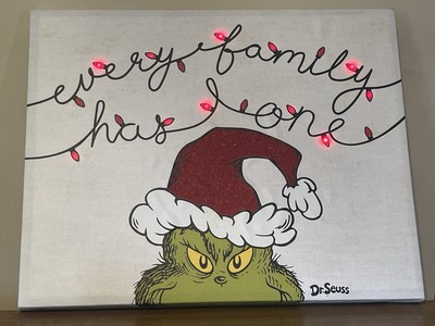 Dr. Seuss The Grinch Canvas Art Light Up!! 20x15(Blinking Lights Only)