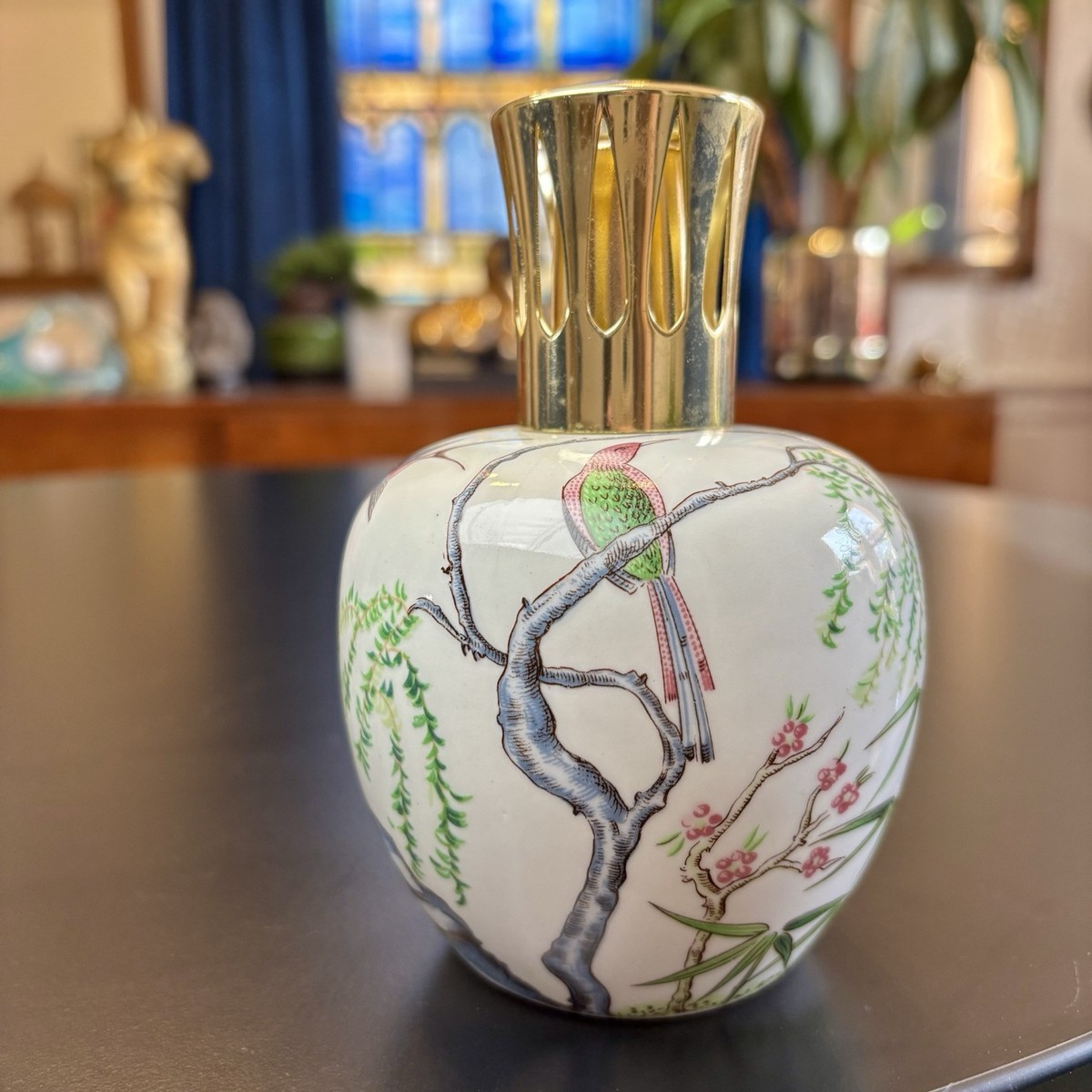 Vintage Lampe Berger Bird & Cherry Blossoms Antique Catalytic