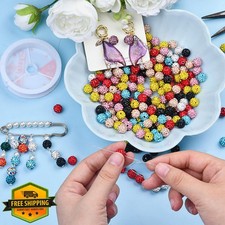 10mm Rhinestone Clay Beads, Bottle Green, 120 Pcs Bling Jewelry Making