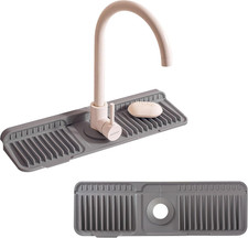 17.7" Silicone Sink Splash Guard with Drip Tray, Sponge Holder  Soap Dish