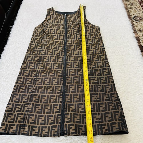 Fendi Zucca FF Logo Vintage Brown Reversible Zip Up Dress Size EU 40 US S-M - Picture 9 of 21