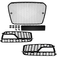 Set KüHlergrill Wabendesign + Gitter Schwarz Glanz FüR Audi A5 8T S-Line Ab 2011
