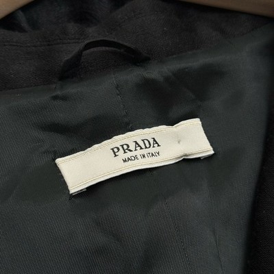 Prada FW 2007 Runway Textured Jacket IT 46 Black Crinkle Silk