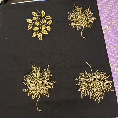 2 1/2 Yards Batik Quilt Cotton Black Leaves Fall Autumn Quilt Fabric
