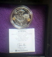 2009 Piedfort £5 Five Pound Silver Proof Piedfort Henry VIII 450 minted 56.56g