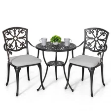 Bistro Set 3 Piece Outdoor All Weather Cast Aluminum Patio Bistro Set Patio T...