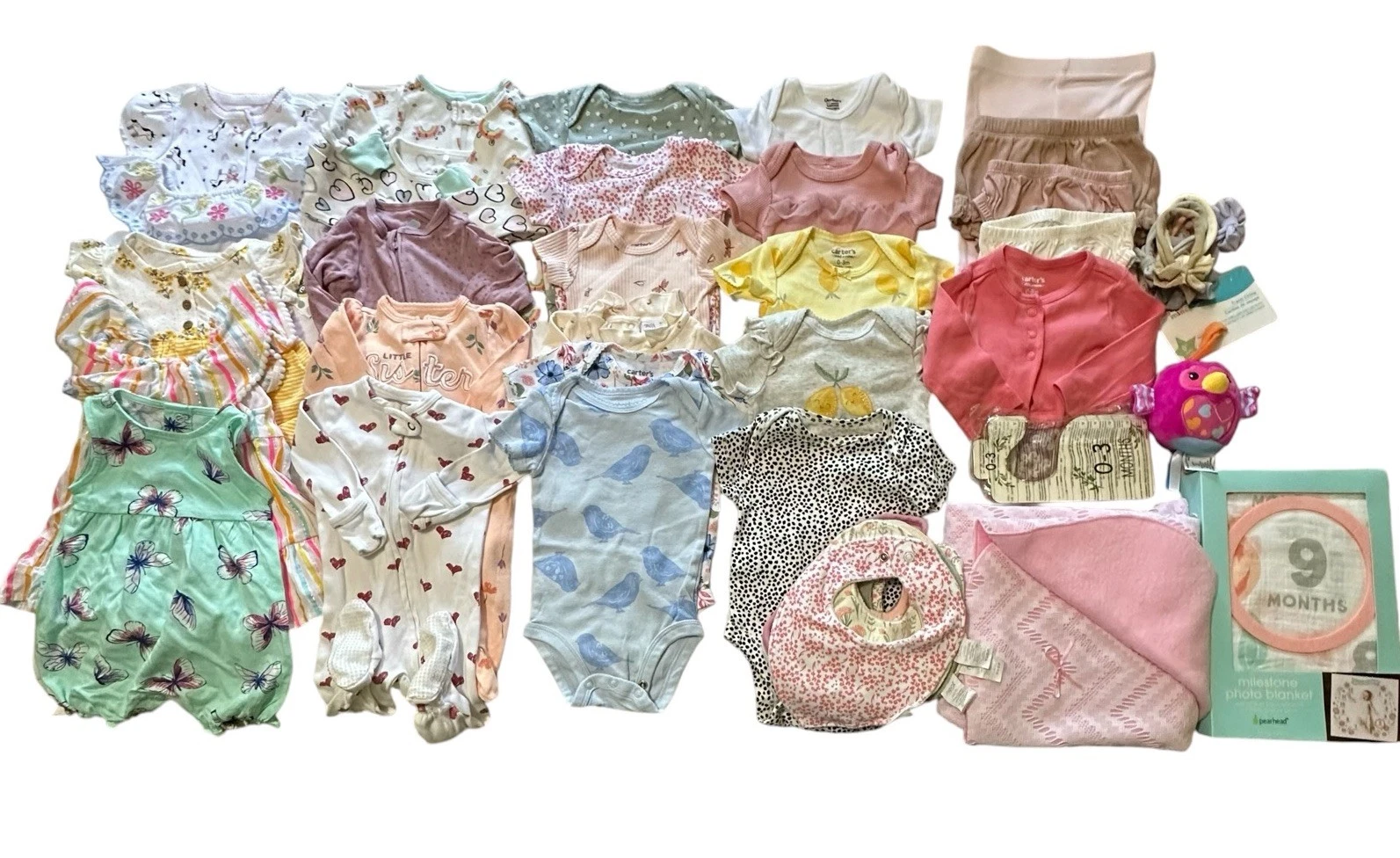Carter's & Others Infant Girls Clothing Lot of 40 (2 New) Size NB 0/3 Months
