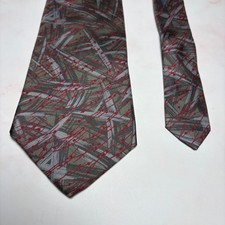 STRATHMORE by Richman All Silk Necktie Italian Made Abstract Red Gray Pattern
