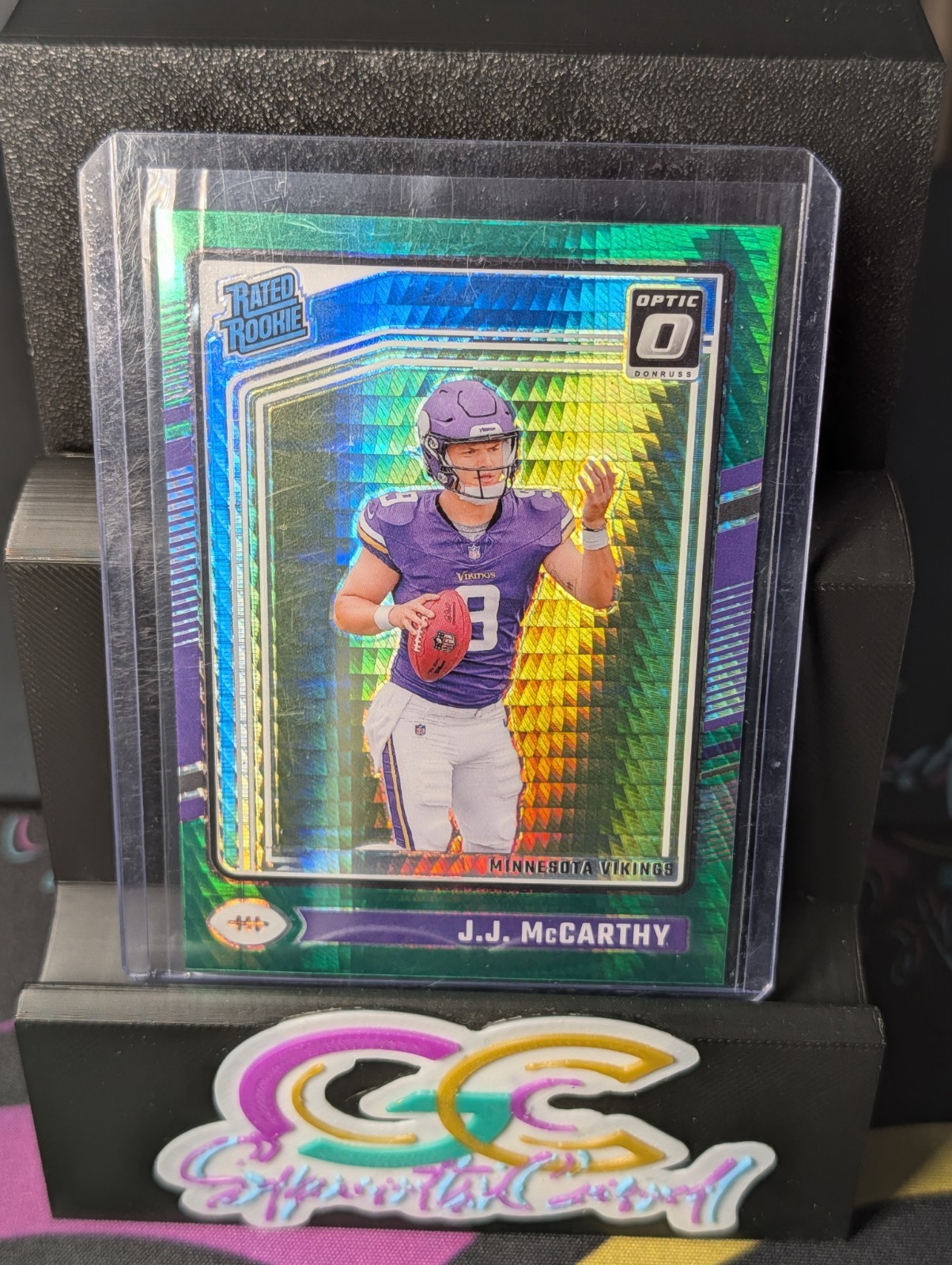 2024 Panini Donruss Optic J.J. McCarthy #235 Rated Rookie Green Hyper Prizm (RC)