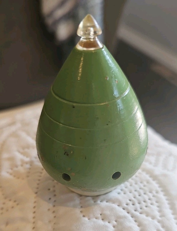 🔥 VINTAGE CLASSIC  50's GREEN DUNCAN WHISTLER PRIMITIVE WOODEN SPINNING TOP TOY
