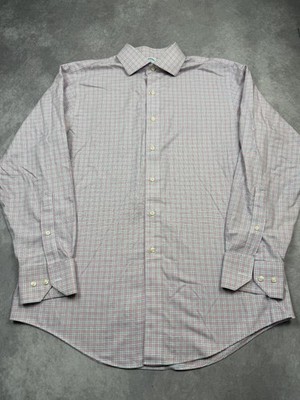 Brooks Brothers Shirt Mens 16 Pink Blue Check Plaid 1818 Regent Non-Iron Cotton