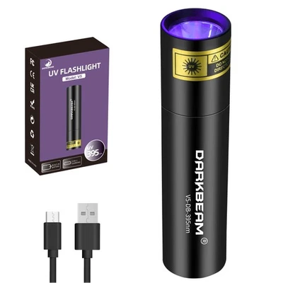 Darkbeam UV Taschenlampe Schwarzlicht Taschenlampe 395nm, Mini & leistungsstarke Holzlampe USB