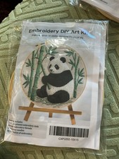 Embroidery Kit - Panda in Bamboo Full Kit 15cm with display hoop