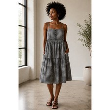 Urban Outfitters Gingham Tiered Cottagecore Prairie Farmcore Midi Dress Women S