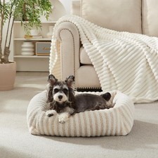 MIXJOY Small Dog  Cat Bed 20x19x6 Washable Removable Cover AntiSlip White