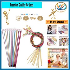 23-Piece Tunisian Crochet Hooks Set Metal  Bamboo Long Needles with Cable