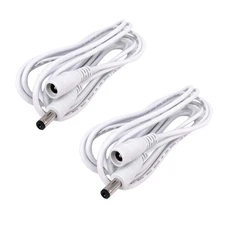 2pcs/Pack 3m/9.84ft White 5.5mm x 2.1mm DC Plug Extension Cable for Power Ada...