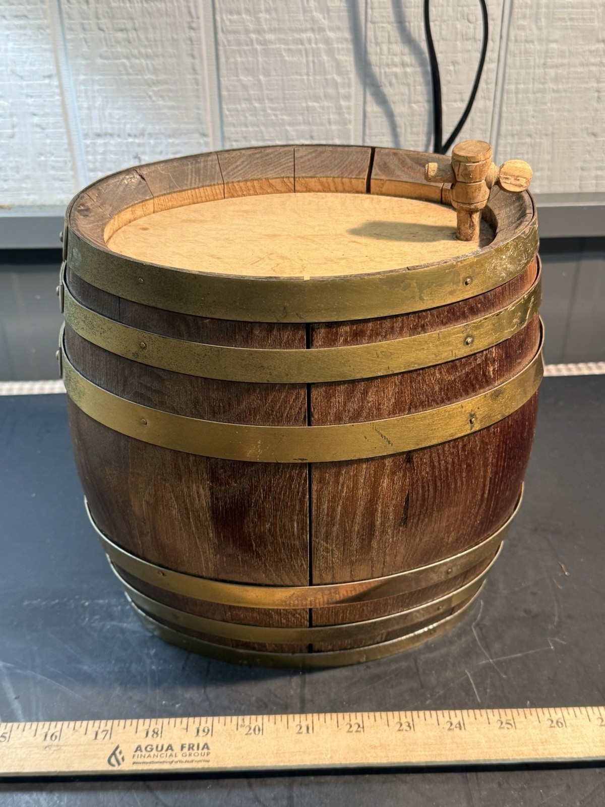 Antique Wooden Barrel w/ Spigot Primitive Keg Rustic Decor Display