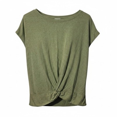 prAna Cozy Up Twist Front Tee Small Mint Green Heather Activewear Yoga Top