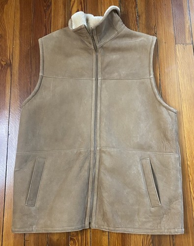 PAT GARRETT Shearling Sheepskin Tan Vest Men’s Size 44 Large