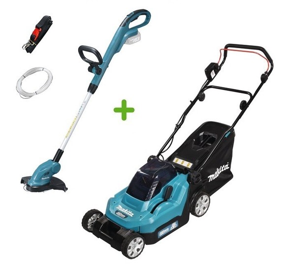 Makita Set DLM382Z 2X18V Akku-RasenmäHer Mit DUR181Z Akku-Rasentrimmer 18V-image