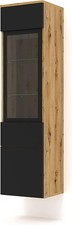 MEUBLE COLONNE VITRINE SALON AURA 37x33x144 CHENE NOIR MAT